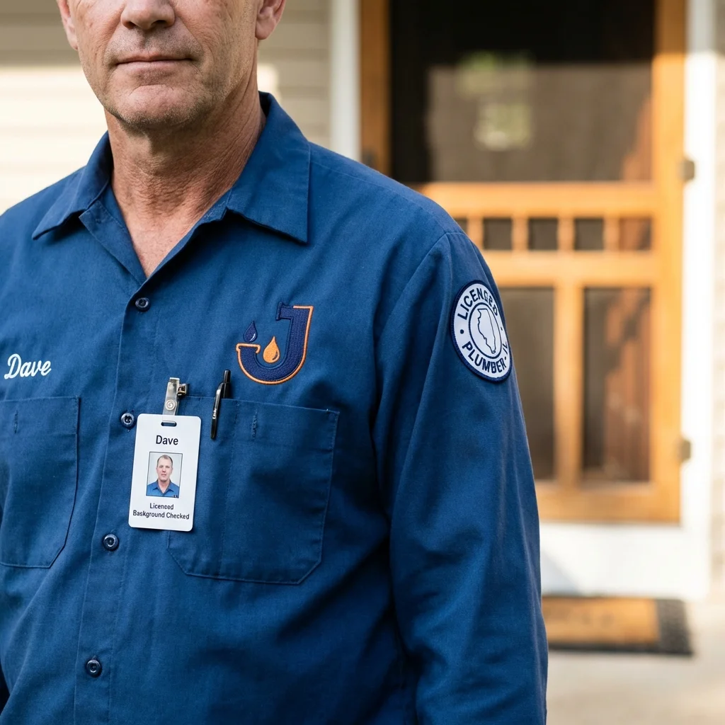 Licensed plumber showing ID badge in Port Charlotte, FL
