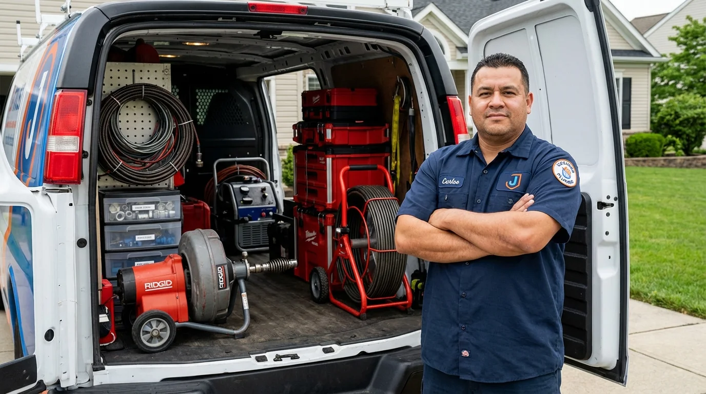 Professional drain cleaning equipment and Johns Plumbing LLC plumber in Port Charlotte