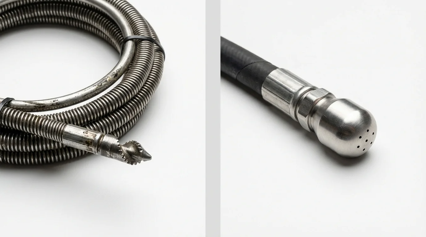 Drain snake cable and hydro jetting nozzle used for drain cleaning in Port Charlotte, FL
