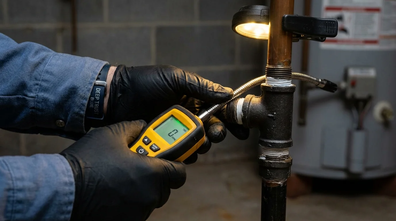 Gas leak detection with electronic sniffer by Johns Plumbing LLC in Port Charlotte