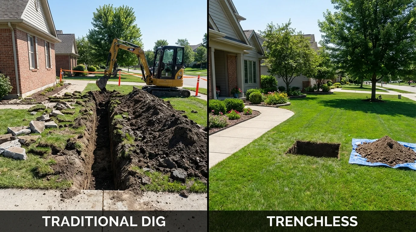 Trenchless sewer repair with minimal yard damage versus traditional excavation in Port Charlotte, FL